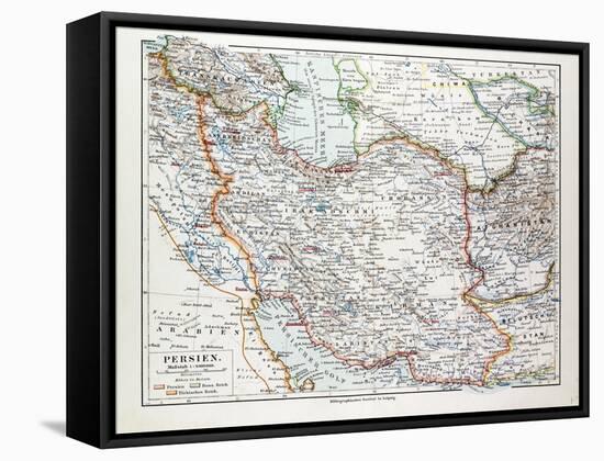 Map of Iran 1899-null-Framed Stretched Canvas