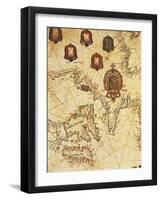Map of Ireland and Coasts of France, Flanders and Great Britain, from Portolan Chart-null-Framed Giclee Print
