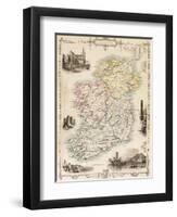 Map of Ireland from 'The History of Ireland' by Thomas Wright, Published C.1854-null-Framed Giclee Print