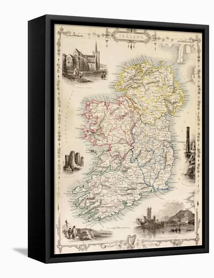 Map of Ireland from 'The History of Ireland' by Thomas Wright, Published C.1854-null-Framed Stretched Canvas