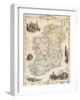 Map of Ireland from 'The History of Ireland' by Thomas Wright, Published C.1854-null-Framed Premium Giclee Print