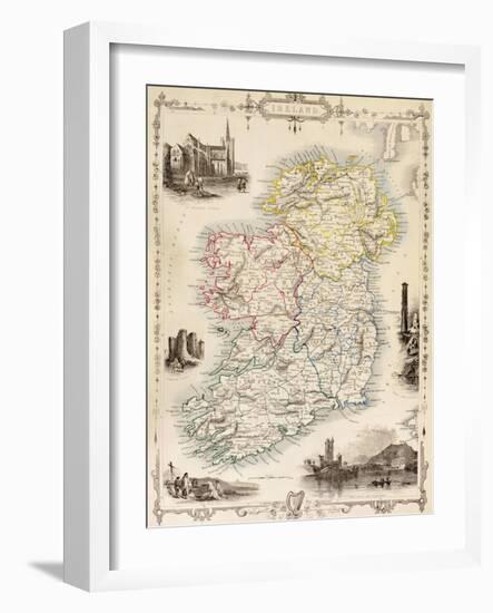 Map of Ireland from 'The History of Ireland' by Thomas Wright, Published C.1854-null-Framed Premium Giclee Print