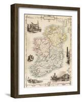 Map of Ireland from 'The History of Ireland' by Thomas Wright, Published C.1854-null-Framed Giclee Print