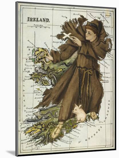 Map Of Ireland Representing St Patrick Driving Out the Snakes-Lilian Lancaster-Mounted Giclee Print