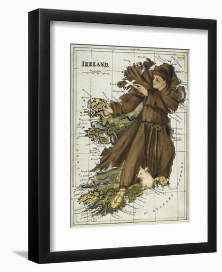 Map Of Ireland Representing St Patrick Driving Out the Snakes-Lilian Lancaster-Framed Premium Giclee Print