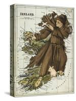 Map Of Ireland Representing St Patrick Driving Out the Snakes-Lilian Lancaster-Stretched Canvas