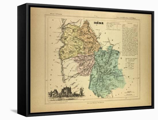 Map of Isère France-null-Framed Stretched Canvas