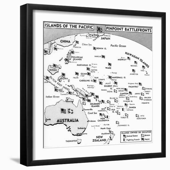 Map of Islands between Hawaii and China-Bettmann-Framed Photographic Print