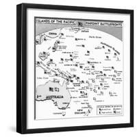 Map of Islands between Hawaii and China-Bettmann-Framed Photographic Print