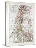 Map of Israel Jerusalem the Southern Part of Syria Lebanon the Western Part of Jordan 1899-null-Stretched Canvas