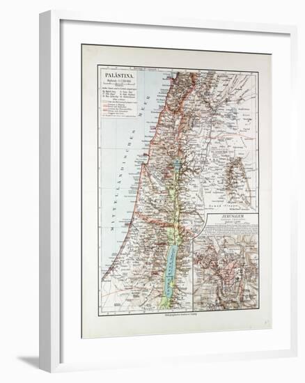 Map of Israel Jerusalem the Southern Part of Syria Lebanon the Western Part of Jordan 1899-null-Framed Giclee Print