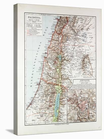 Map of Israel Jerusalem the Southern Part of Syria Lebanon the Western Part of Jordan 1899-null-Stretched Canvas