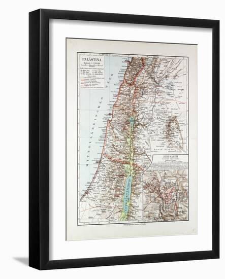 Map of Israel Jerusalem the Southern Part of Syria Lebanon the Western Part of Jordan 1899-null-Framed Giclee Print