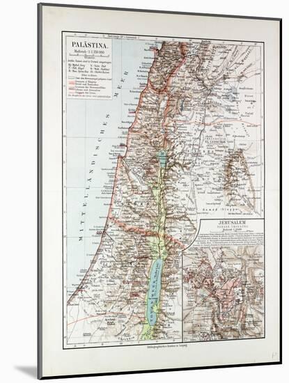 Map of Israel Jerusalem the Southern Part of Syria Lebanon the Western Part of Jordan 1899-null-Mounted Giclee Print