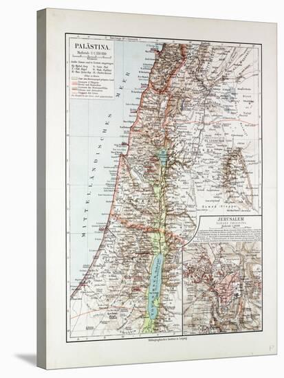 Map of Israel Jerusalem the Southern Part of Syria Lebanon the Western Part of Jordan 1899-null-Stretched Canvas