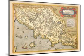 Map of Italian Coast above Rome-Abraham Ortelius-Mounted Art Print
