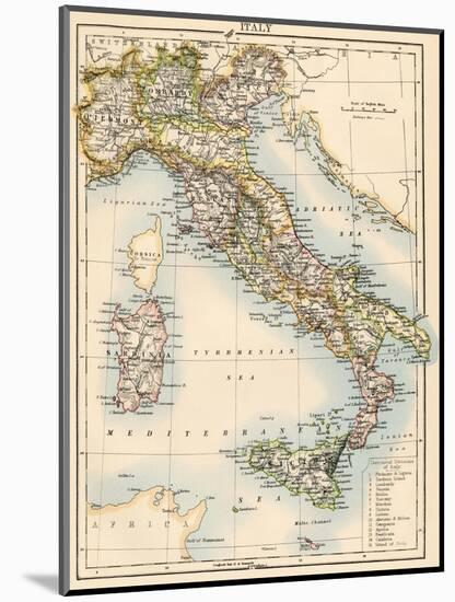 Map of Italy, 1870s-null-Mounted Giclee Print