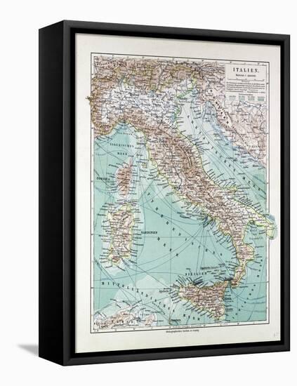 Map of Italy 1899-null-Framed Stretched Canvas