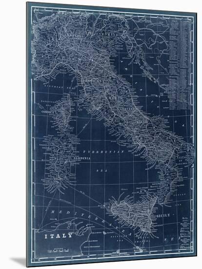 Map of Italy Blueprint-Vision Studio-Mounted Art Print