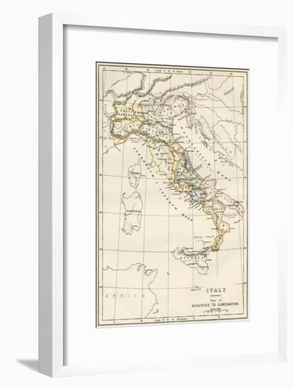 Map of Italy, During the Time of Caesar Augustus to Emperor Constantine-null-Framed Giclee Print