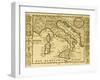 Map Of Italy Framed By Territorial Crests. May Be Dated To The Beginning Of Xviii Sec-marzolino-Framed Art Print