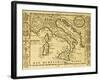 Map Of Italy Framed By Territorial Crests. May Be Dated To The Beginning Of Xviii Sec-marzolino-Framed Art Print