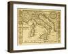 Map Of Italy Framed By Territorial Crests. May Be Dated To The Beginning Of Xviii Sec-marzolino-Framed Art Print