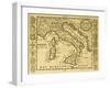 Map Of Italy Framed By Territorial Crests. May Be Dated To The Beginning Of Xviii Sec-marzolino-Framed Art Print