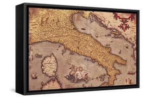 Map of Italy from Theatrum Orbis Terrarum-Abraham Ortelius-Framed Stretched Canvas