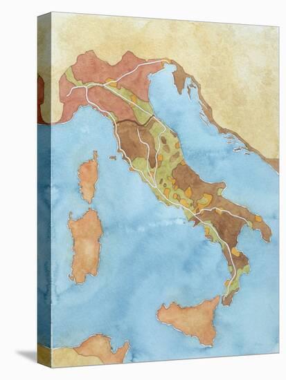 Map of Italy Illustrates Territorial Subdivisions at Outbreak of Social War, 91 BC-null-Stretched Canvas