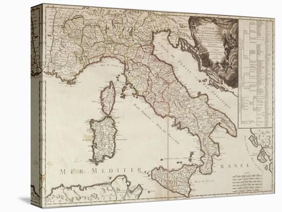 Map of Italy in 1743-null-Stretched Canvas