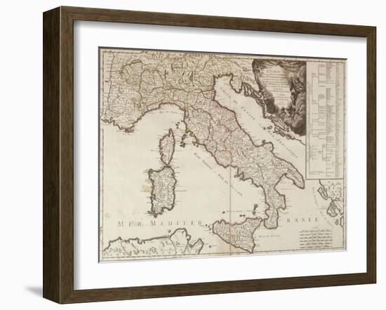 Map of Italy in 1743-null-Framed Giclee Print