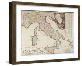 Map of Italy in 1743-null-Framed Giclee Print