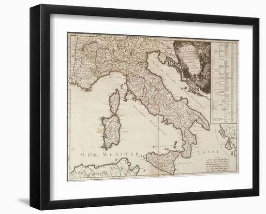 Map of Italy in 1743-null-Framed Giclee Print