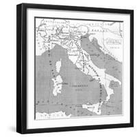 Map of Italy in 1815, from 'Europe in the Nineteenth Century: an Outline History, Published in 1916-null-Framed Giclee Print