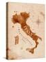 Map of Italy in Old Style in Vector Format, Brown Graphics in a Retro Style-anna42f-Stretched Canvas