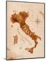 Map of Italy in Old Style in Vector Format, Brown Graphics in a Retro Style-anna42f-Mounted Art Print