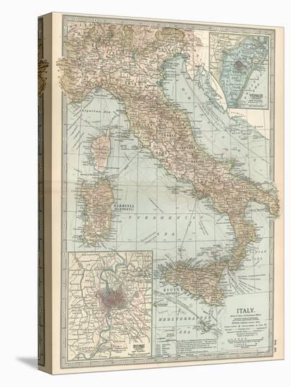 Map of Italy. Insets of Rome (Roma) and Vicinity, and Venice (Venezia) and Vicinity-Encyclopaedia Britannica-Stretched Canvas