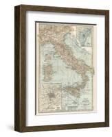 Map of Italy. Insets of Rome (Roma) and Vicinity, and Venice (Venezia) and Vicinity-Encyclopaedia Britannica-Framed Art Print