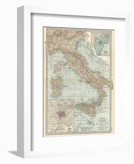 Map of Italy. Insets of Rome (Roma) and Vicinity, and Venice (Venezia) and Vicinity-Encyclopaedia Britannica-Framed Art Print