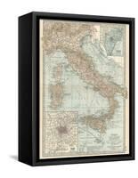 Map of Italy. Insets of Rome (Roma) and Vicinity, and Venice (Venezia) and Vicinity-Encyclopaedia Britannica-Framed Stretched Canvas