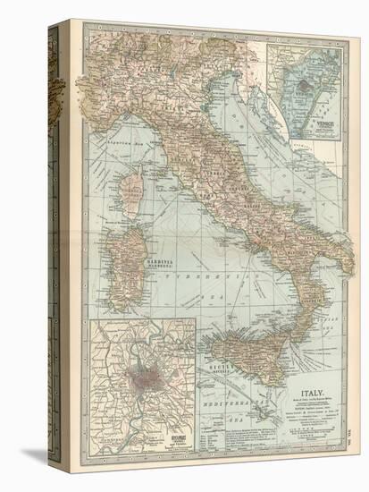 Map of Italy. Insets of Rome (Roma) and Vicinity, and Venice (Venezia) and Vicinity-Encyclopaedia Britannica-Stretched Canvas