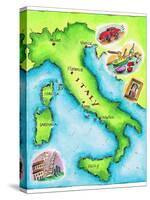 Map of Italy-Jennifer Thermes-Stretched Canvas