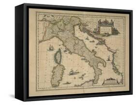 Map of Italy-Joan Blaeu-Framed Stretched Canvas