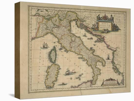 Map of Italy-Joan Blaeu-Stretched Canvas