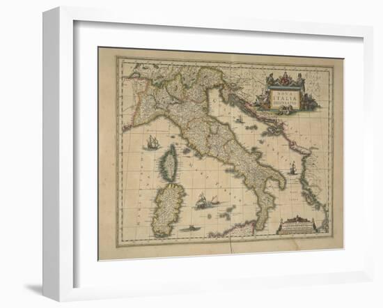 Map of Italy-Joan Blaeu-Framed Premium Giclee Print