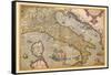 Map of Italy-Abraham Ortelius-Framed Stretched Canvas