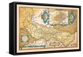 Map of Italy-Abraham Ortelius-Framed Stretched Canvas