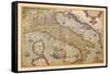 Map of Italy-Abraham Ortelius-Framed Stretched Canvas