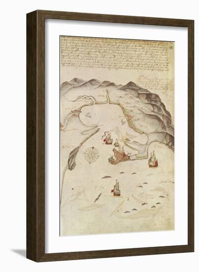 Map of Jamaica, Port Royal before Earthquake in 1692, from Journal by Edward Barlow-null-Framed Giclee Print